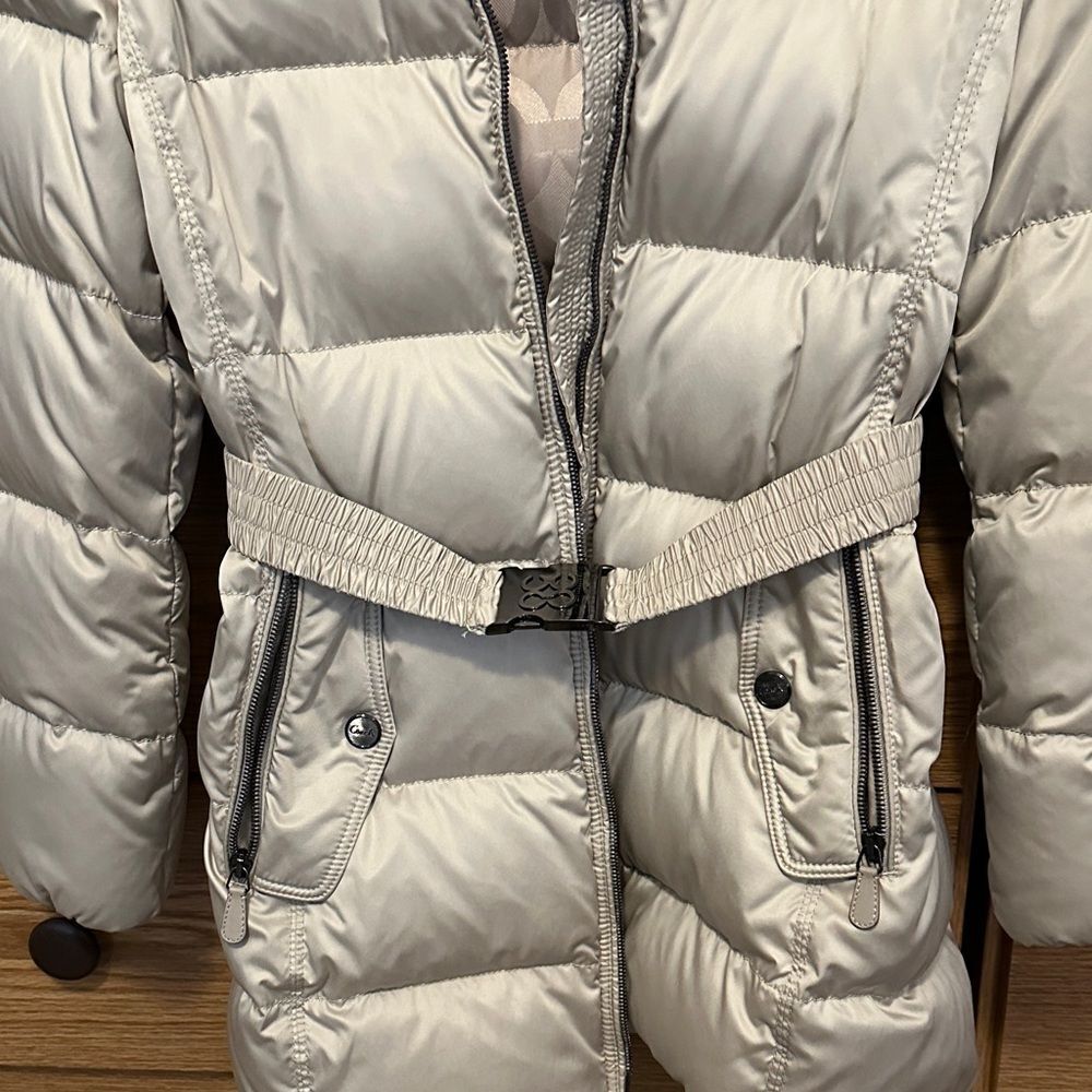 Women's Coach Beige Fur-Trimmed Puffer Jacket - Picture 4 of 11